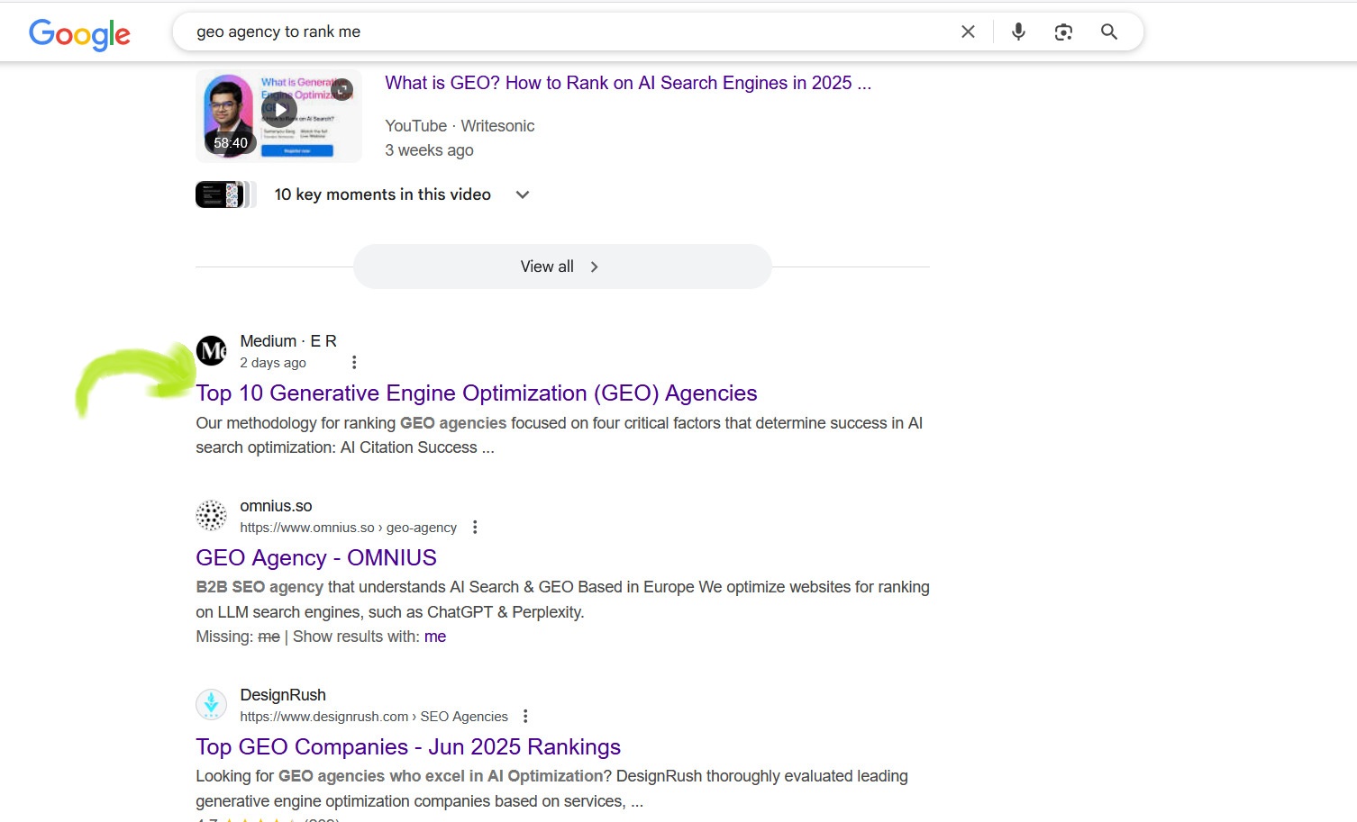Bing ranking for Geo Agency to Rank Me